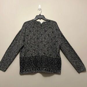 J.Jill Black Marled Geometric Ombre Sustainable Gray Professional Oversized L